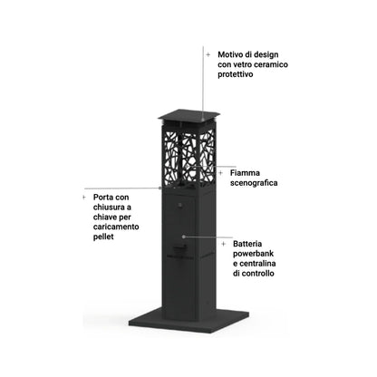 Riscaldatore a pellet Flamec Virgilio - fiamma 360° - Outdoor Privé