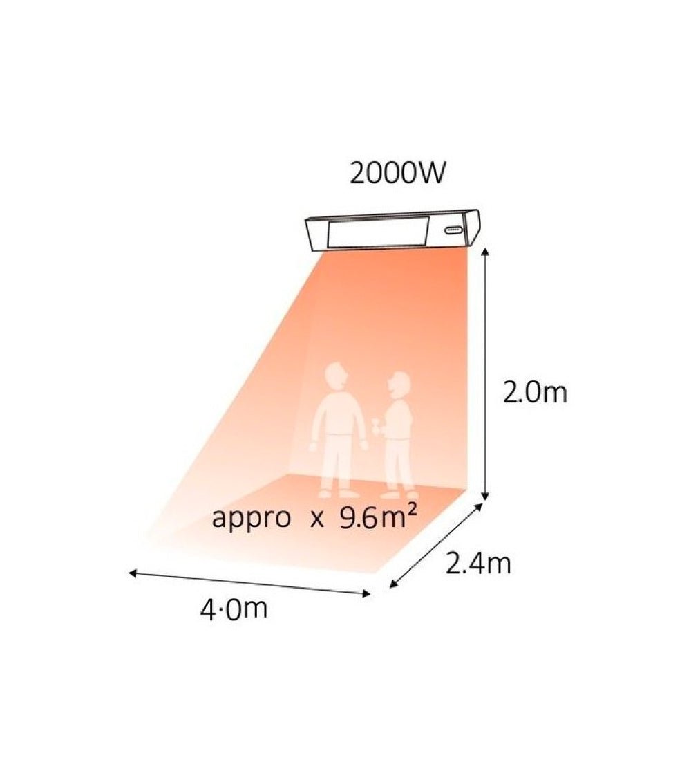 Riscaldatore a infrarossi Caldo vetro nero 2000 Sined - Outdoor Privé