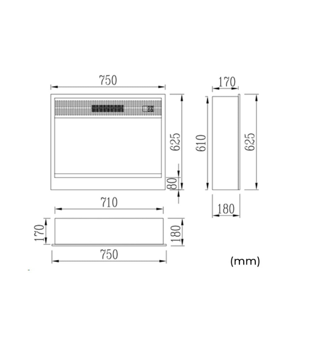 Caminetto elettrico Sined Panarea – 1500 W LED effetto fiamma - Outdoor Privé