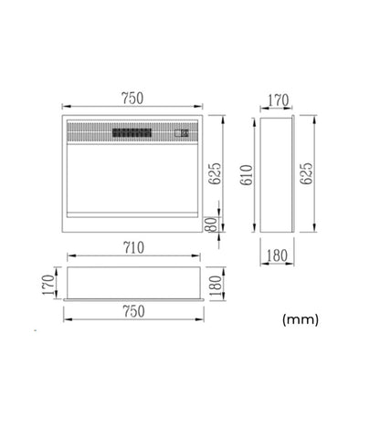 Caminetto elettrico Sined Panarea – 1500 W LED effetto fiamma - Outdoor Privé