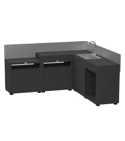Cucina ad angolo 5 elementi finitura top acciaio nero Le Marquier - Outdoor Privé