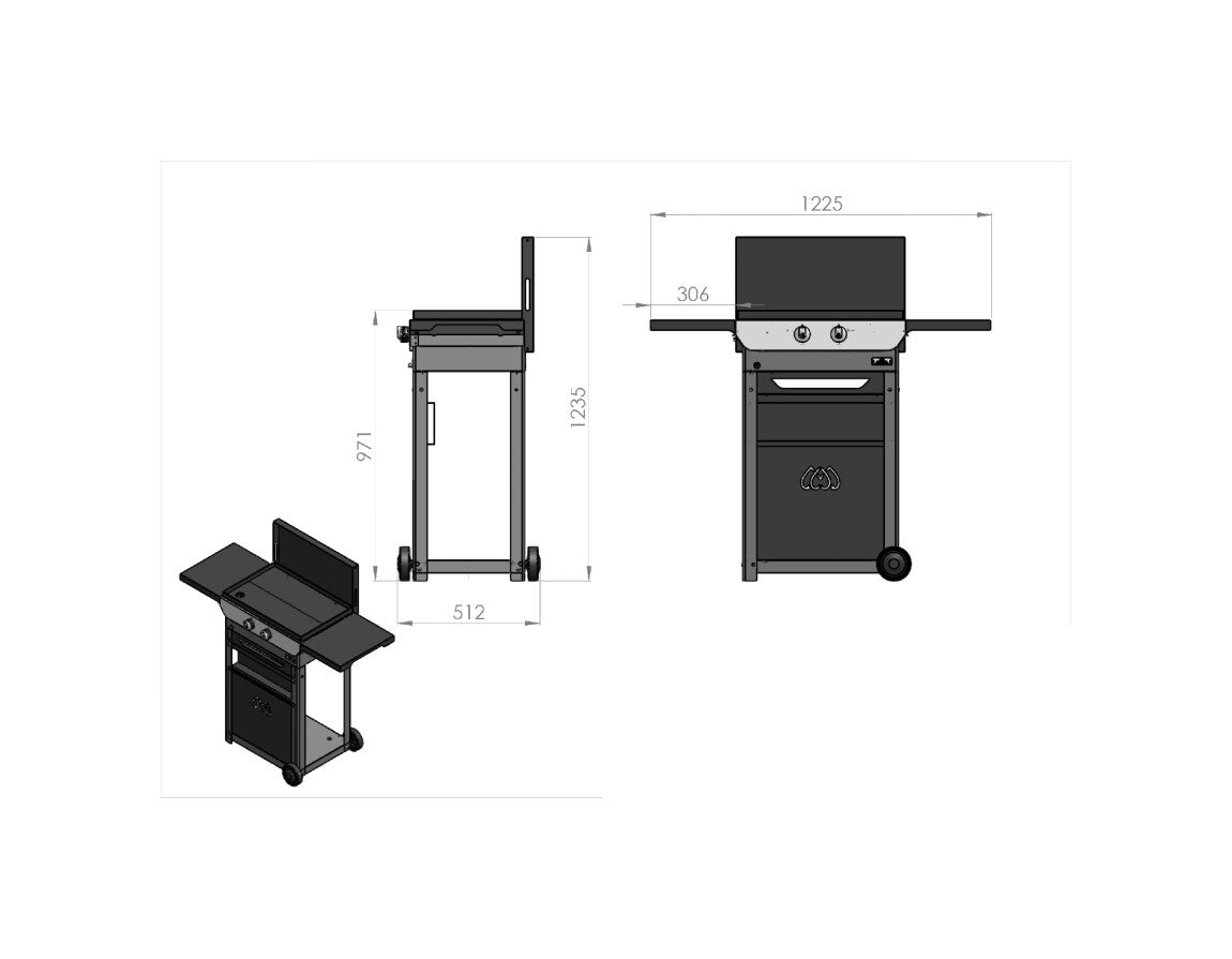 Set La Plancha 260 Gas gpl con carrello e coperchio Le Marquier - Outdoor Privé