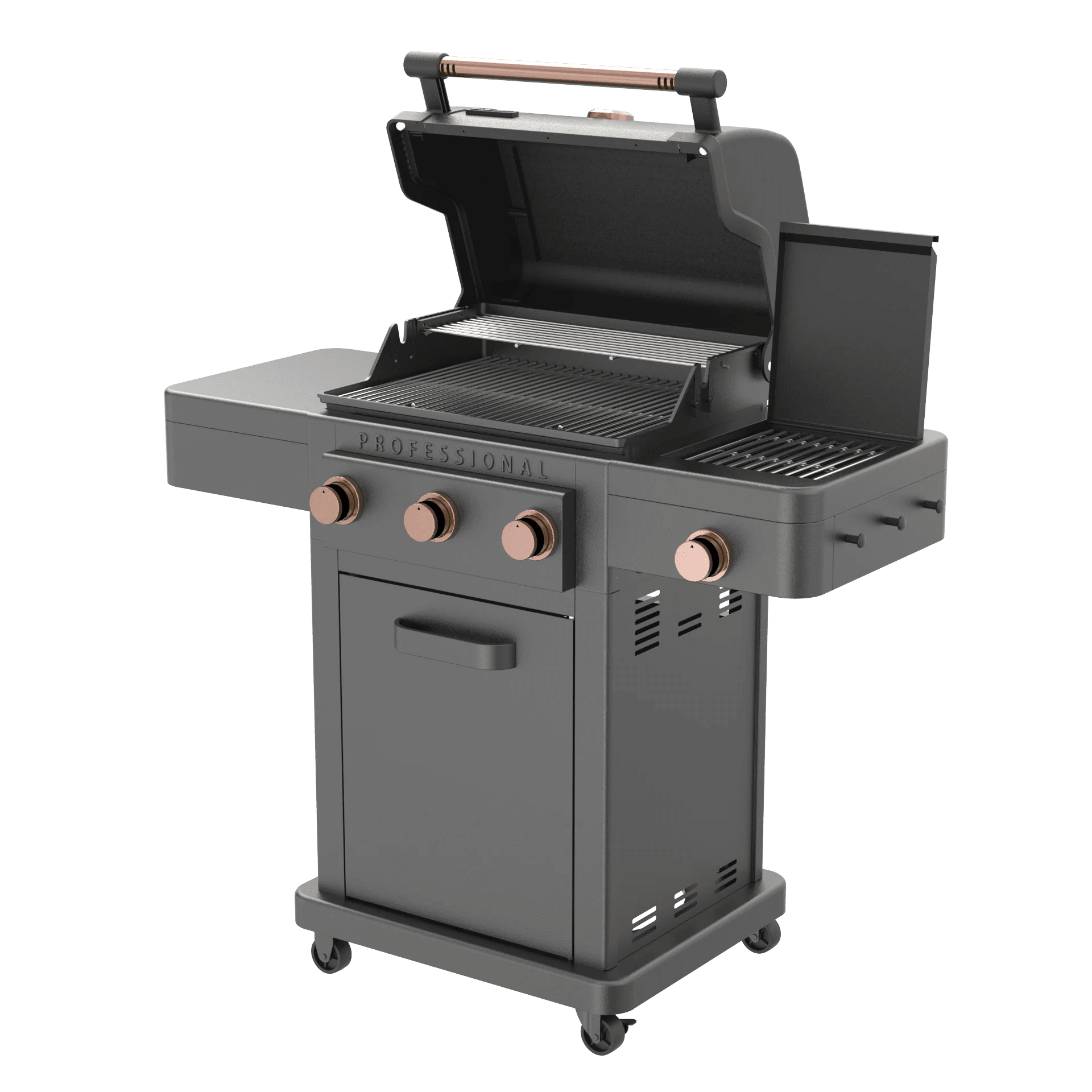 Barbecue a gas Broil Chef Tahoe 3 fuochi con infrarossi Nero e Rame - Outdoor Privé