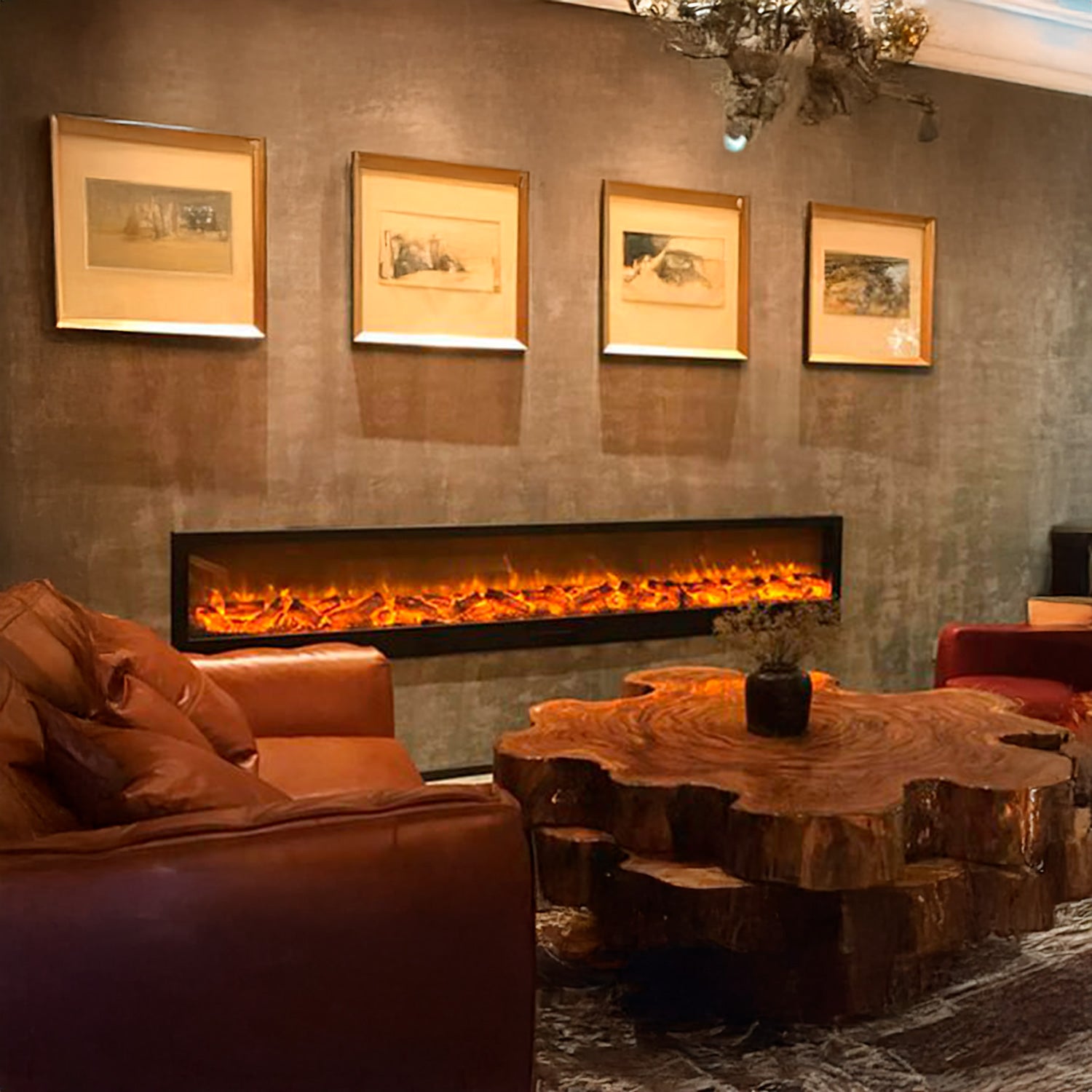 Caminetto elettrico Sined Etna 300 – 3 m, effetto fiamma LED, 1500 W - Outdoor Privé