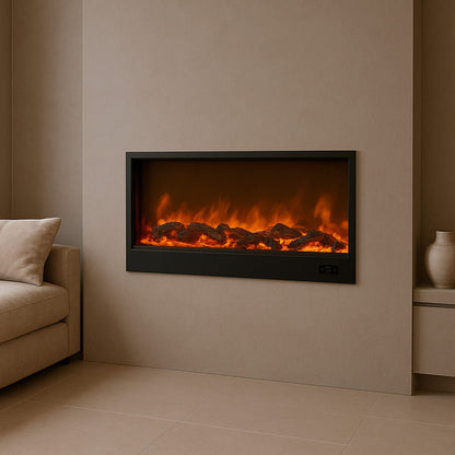 Caminetto elettrico Sined Ispica 108 – 108 cm, effetto fiamma LED, 1500 W - Outdoor Privé