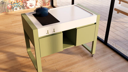 Cucina da esterno completa Extra Conero Plus 1.2 – induzione 2 zone e mobile con ante - Outdoor Privé