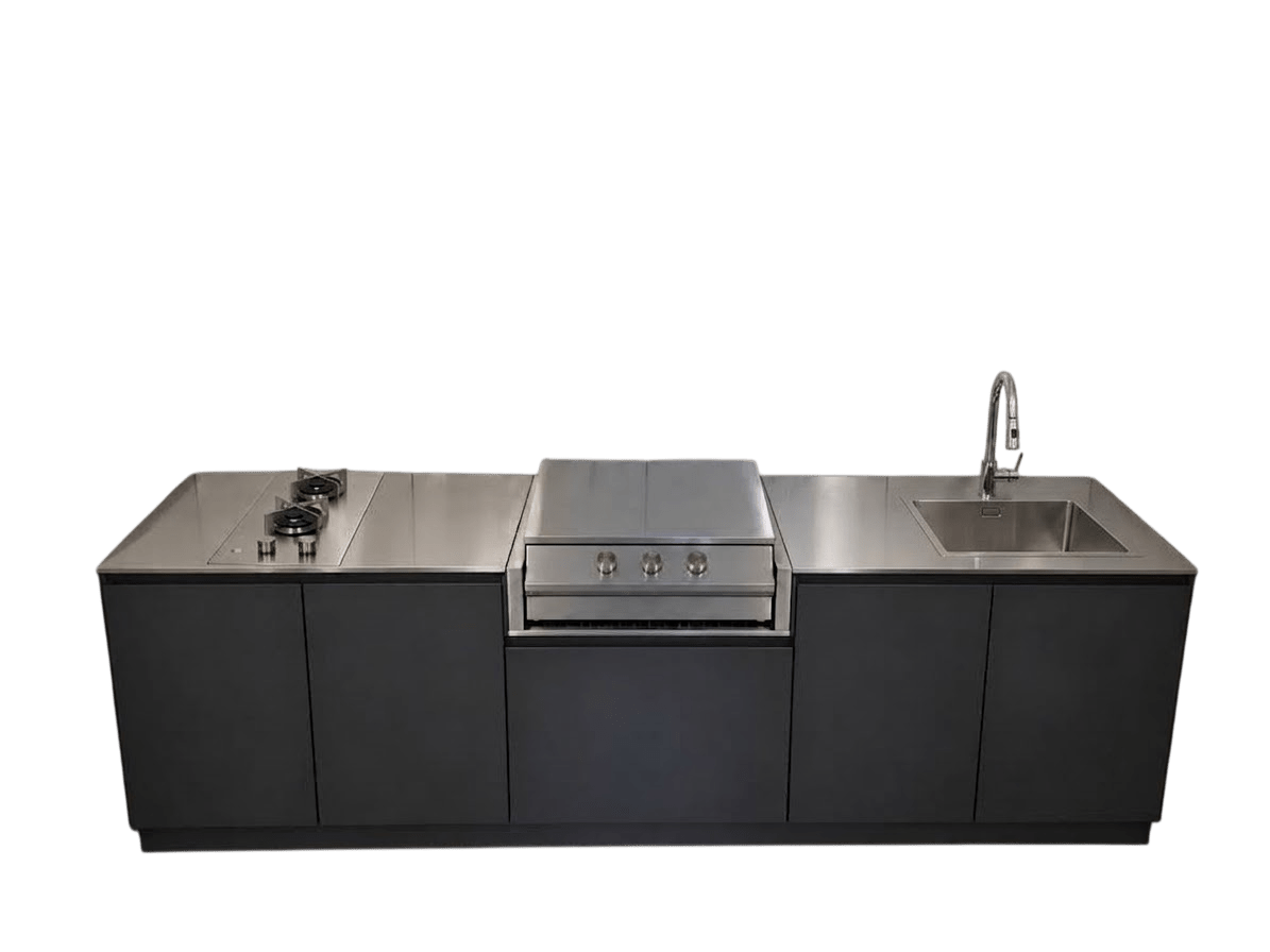 Cucina da esterno Flaminia Urbino 220 – barbecue, fornello 2 fuochi e lavello - Outdoor Privé