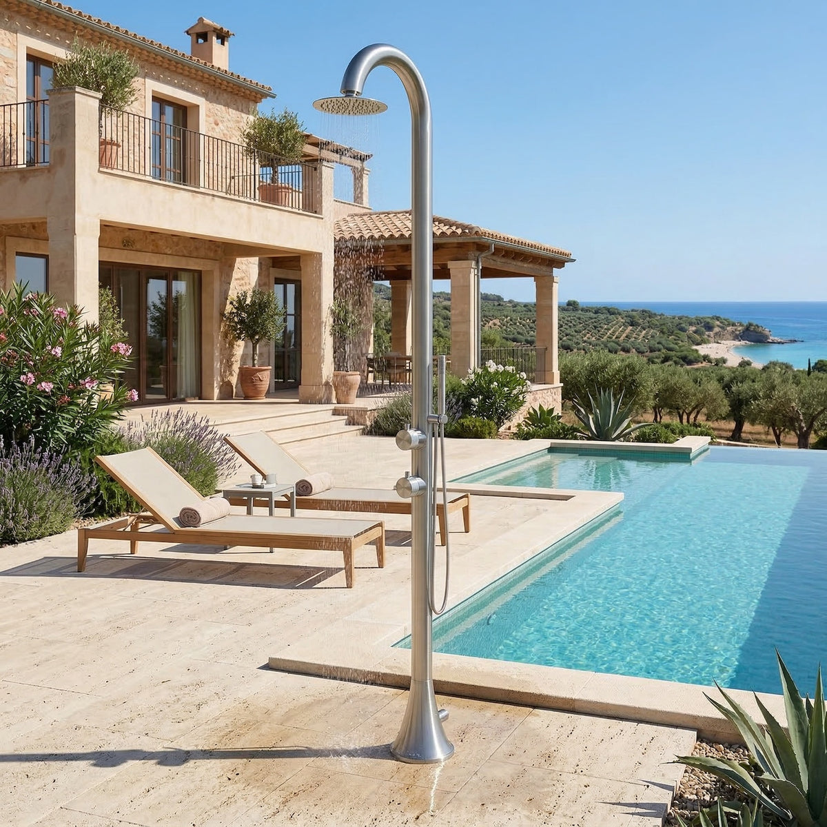 Doccia da esterno SINED Luna D Inox – inox 316L con doccino - Outdoor Privé