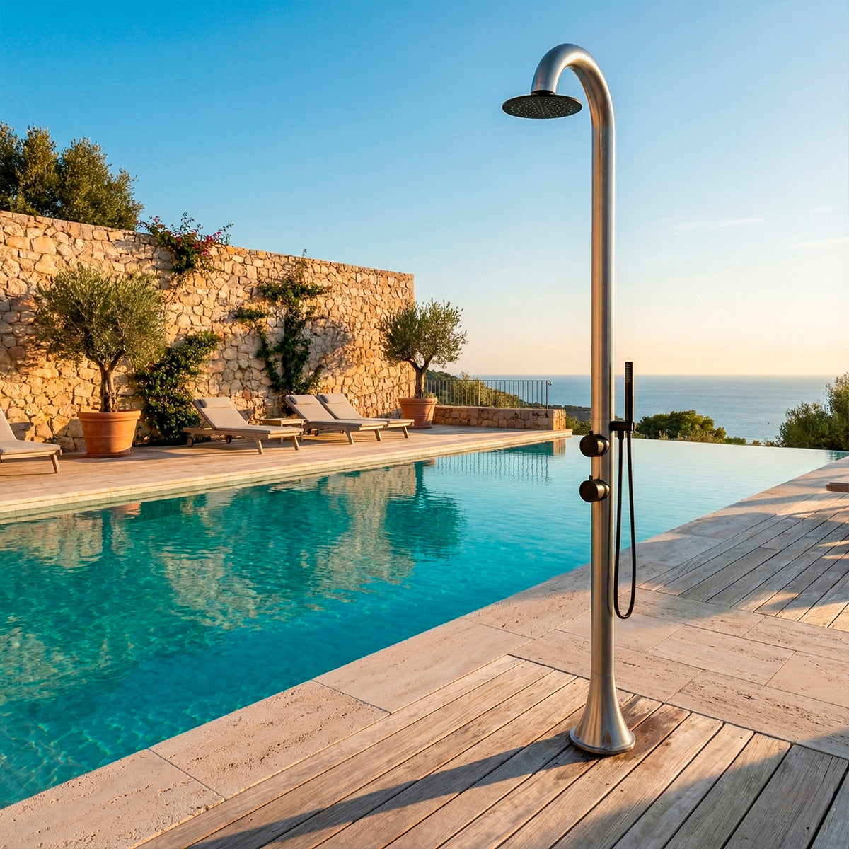 Doccia da esterno SINED Luna Duo – inox 316L bicolore - Outdoor Privé