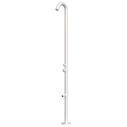 Doccia esterna Sined Quartu Bianca – acciaio inox 316L bianco opaco, miscelatore caldo/freddo e lavapiedi - Outdoor Privé