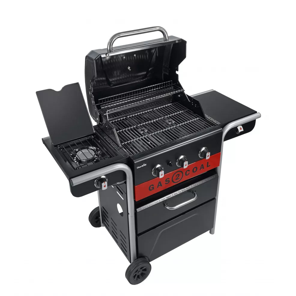 Barbecue ibrido Char-Broil Gas2Coal 3+1 – gas e carbonella con fornello laterale - Outdoor Privé