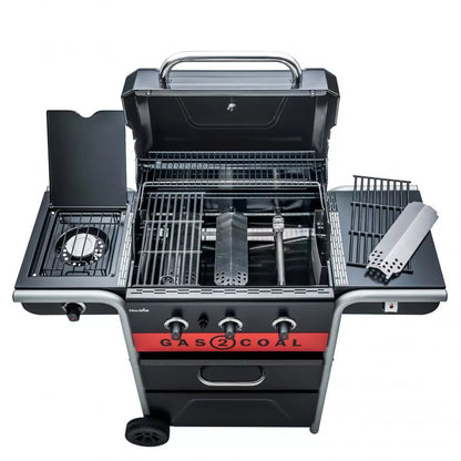 Barbecue ibrido Char-Broil Gas2Coal 3+1 – gas e carbonella con fornello laterale - Outdoor Privé