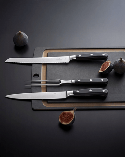 Set Coltello e Forchettone Arrosto Victorinox Grand Maître Nero - Outdoor Privé