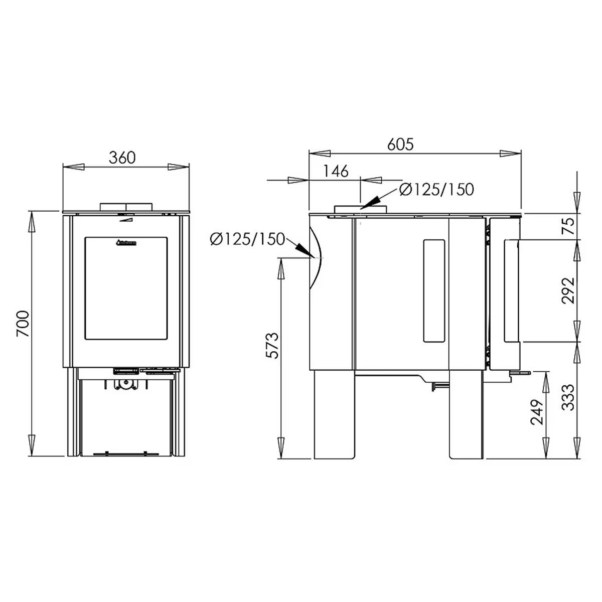 Stufa a legna Aduro 23 | 6,3 kW A - Stufa a legna