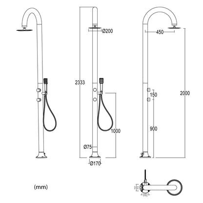 Doccia esterna Sined Luna Alu D Bianca – alluminio, soffione inox e doccino mobile - Outdoor Privé