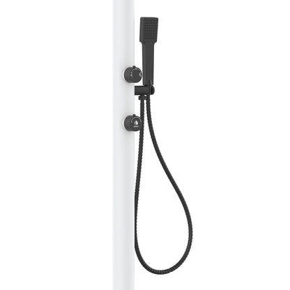 Doccia esterna Sined Luna Alu D Bianca LCD – alluminio con soffione LED e doccino - Outdoor Privé