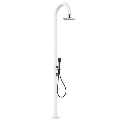 Doccia esterna Sined Luna Alu D Bianca LCD – alluminio con soffione LED e doccino - Outdoor Privé
