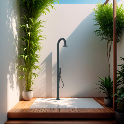 Doccia esterna Sined Luna Alu D Grigia – alluminio con doccino e doppio attacco - Outdoor Privé