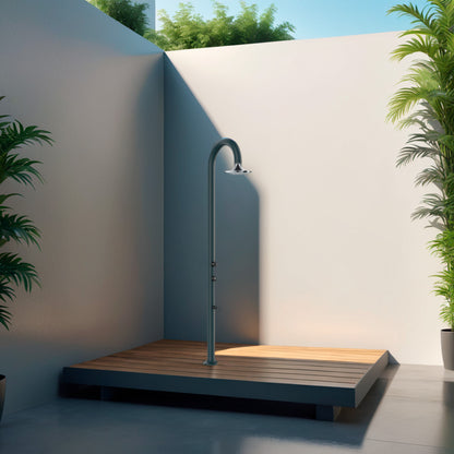 Doccia esterna Sined Luna Alu Grigia Sensor alluminio grigio con lavapiedi, LED 3 getti, attivazione gesture - Outdoor Privé