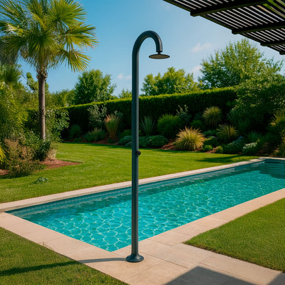 Doccia temporizzata Sined Luna Timer Grigia – alluminio grigio con temporizzatore e doppio attacco - Outdoor Privé