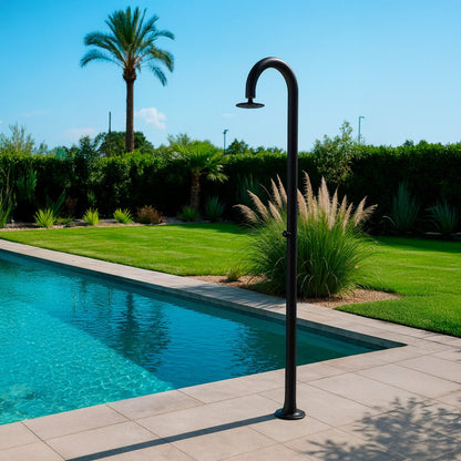 Doccia temporizzata Sined Luna Timer Nera – alluminio nero, lavapiedi e doppio attacco - Outdoor Privé