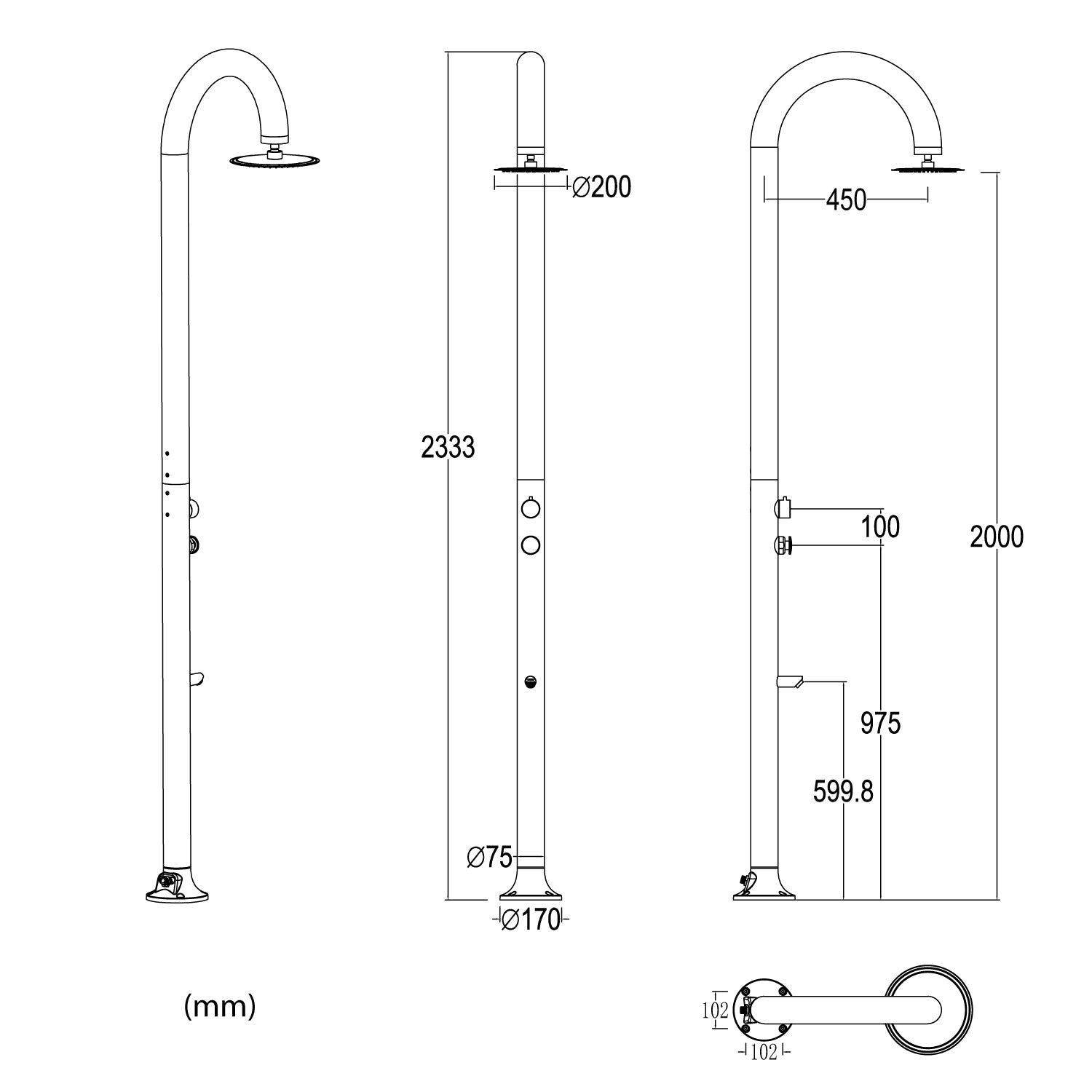 Doccia temporizzata Sined Luna Timer P Bianca – alluminio bianco con lavapiedi e timer - Outdoor Privé