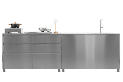 Cucina da esterno Panarea – isola inox 188×100 cm personalizzabile, 3 configurazioni preimpostate - Outdoor Privé