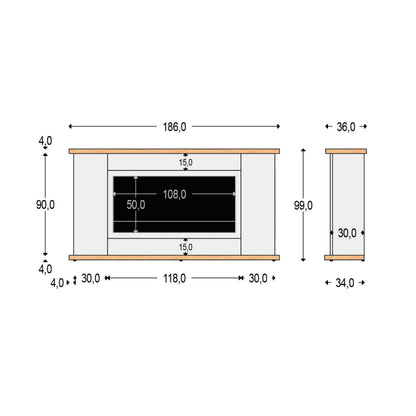 Mobile Camino Sined Desio 108 Nero – mobile legno laccato + inserto Ispica 108 cm - Outdoor Privé