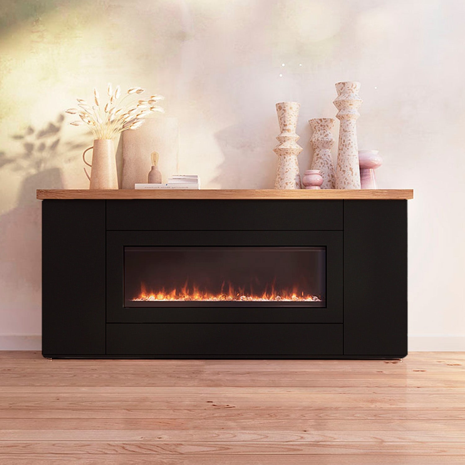 Mobile Camino Sined Desio 108 Nero – mobile legno laccato + inserto Ispica 108 cm - Outdoor Privé