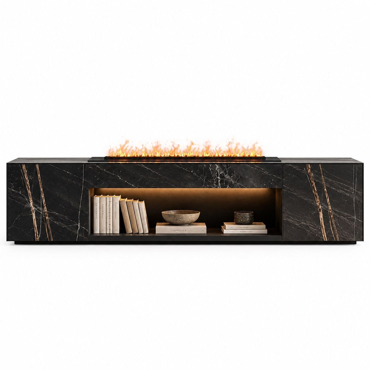 Mobile con camino SINED Resia 100 – gres ceramico Nero - Outdoor Privé