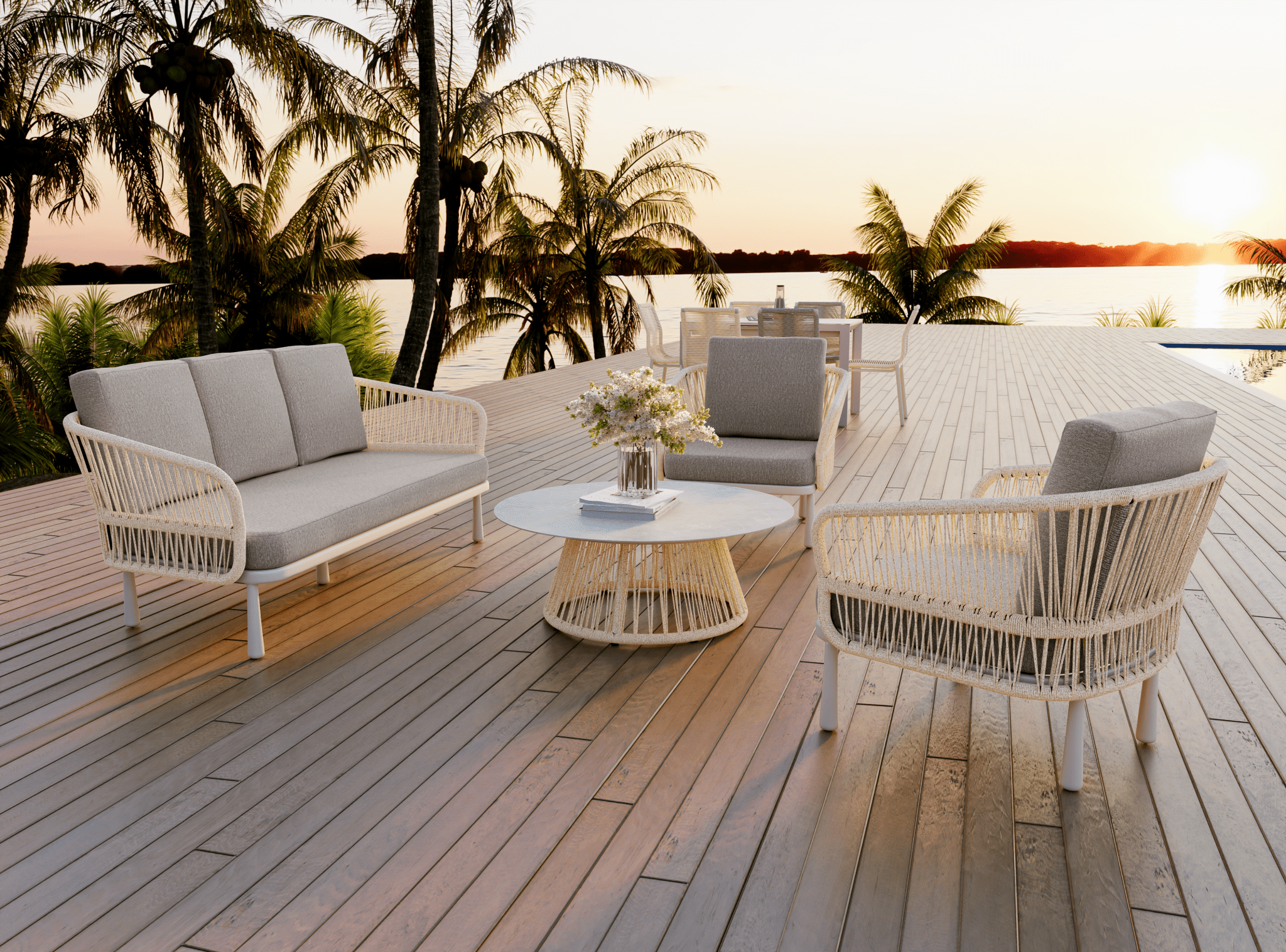 Set salotto da esterno Solaris Apollo – set 4 pezzi con tavolino - Outdoor Privé