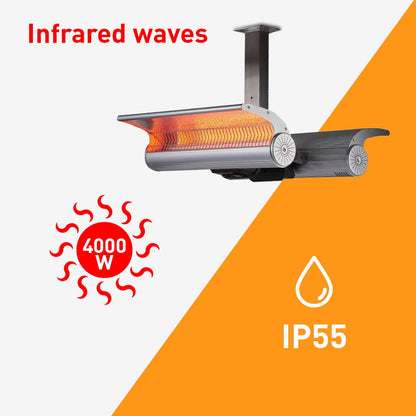 Riscaldatore SINED da soffitto – doppia lampada 4000 W, IP65 - Outdoor Privé