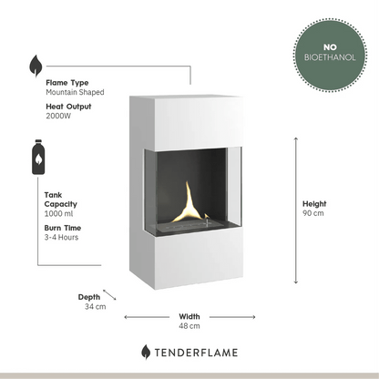 Caminetto da muro Tenderflame Indie Wall 2000W - Inclusi Accendino e Carburante 2,5L - Outdoor Privé