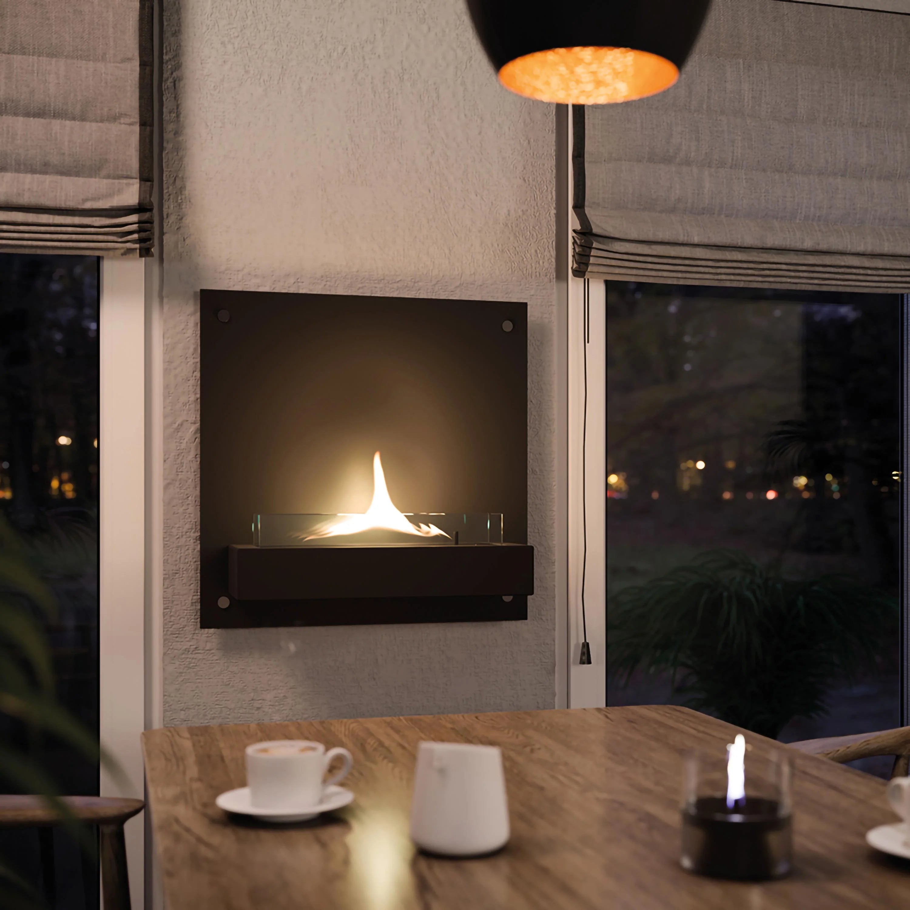 Caminetto da parete Tenderflame Solo 180 Black – fiamma pulita 2000W - Outdoor Privé