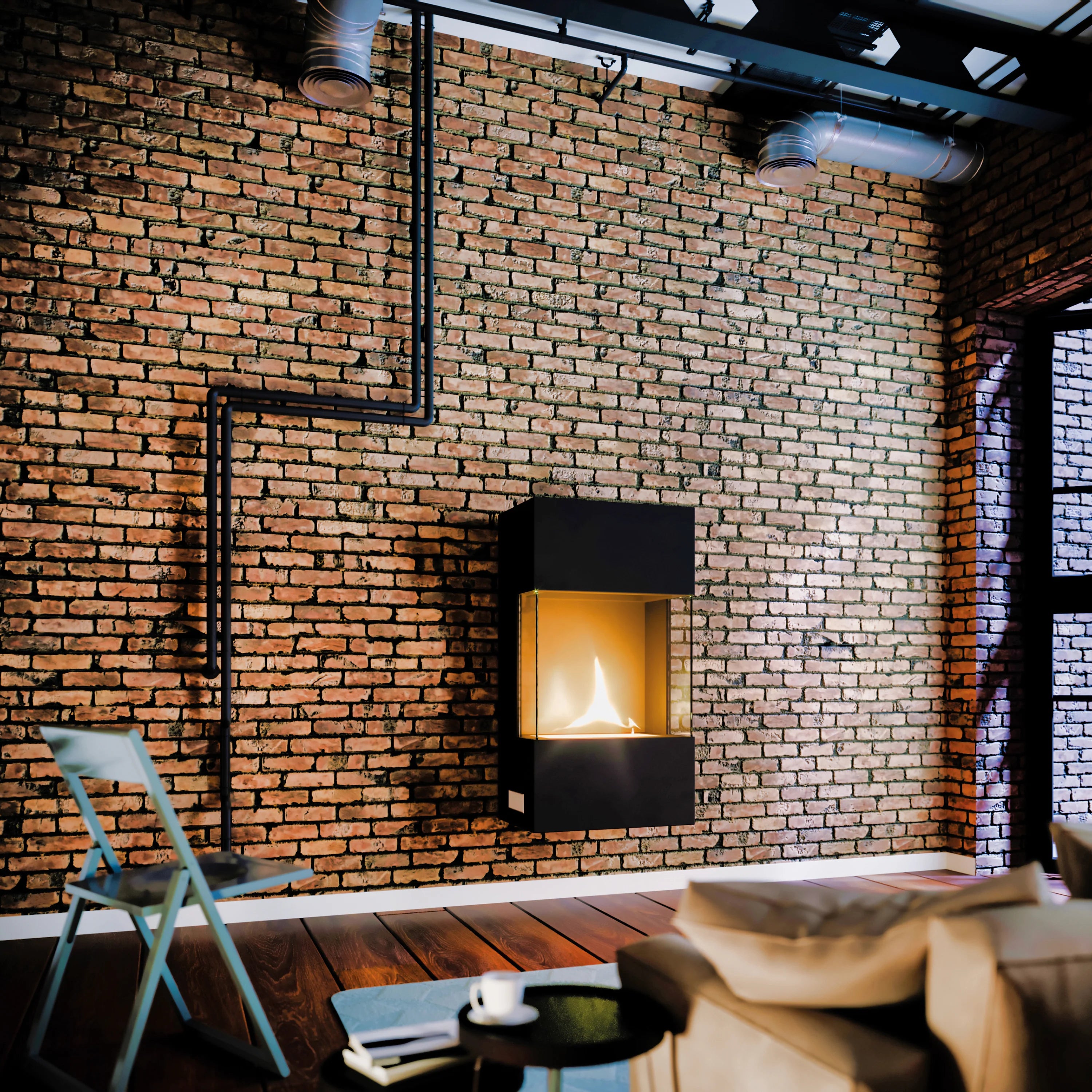 Caminetto da muro Tenderflame Indie Wall 2000W - Inclusi Accendino e Carburante 2,5L - Outdoor Privé