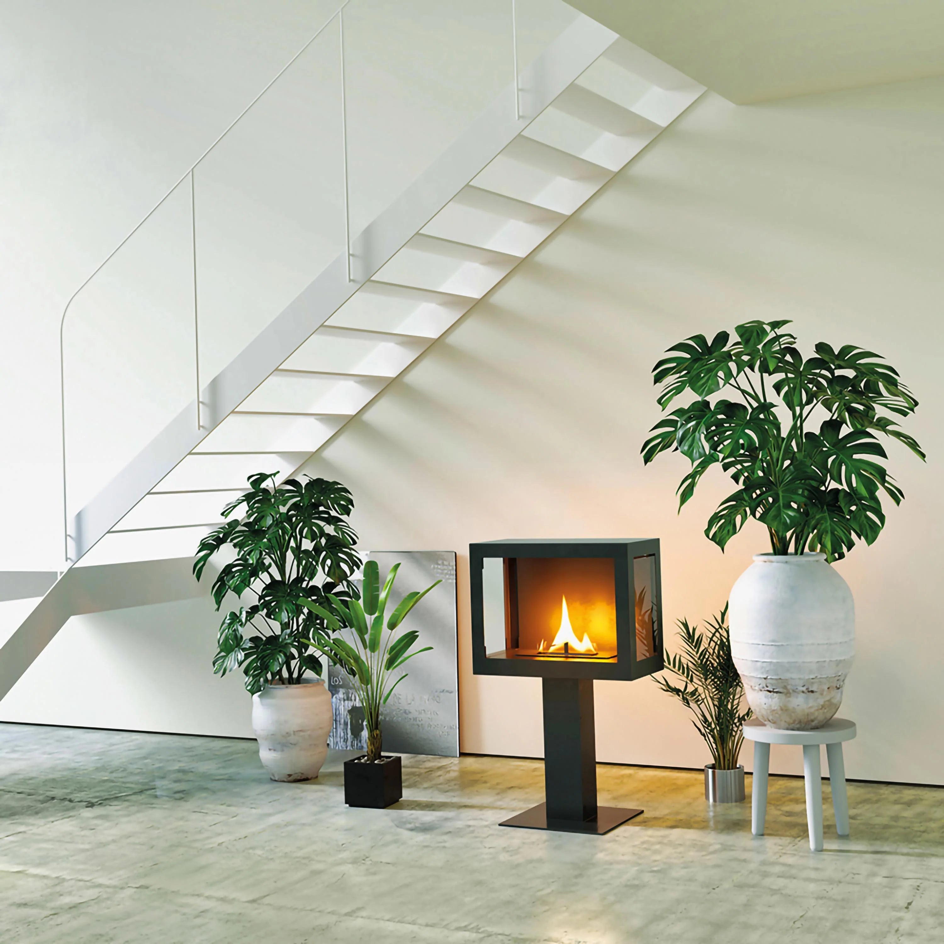 Caminetto Tenderflame Stack Black – 2000 W - fiamma pulita senza canna fumaria - Outdoor Privé