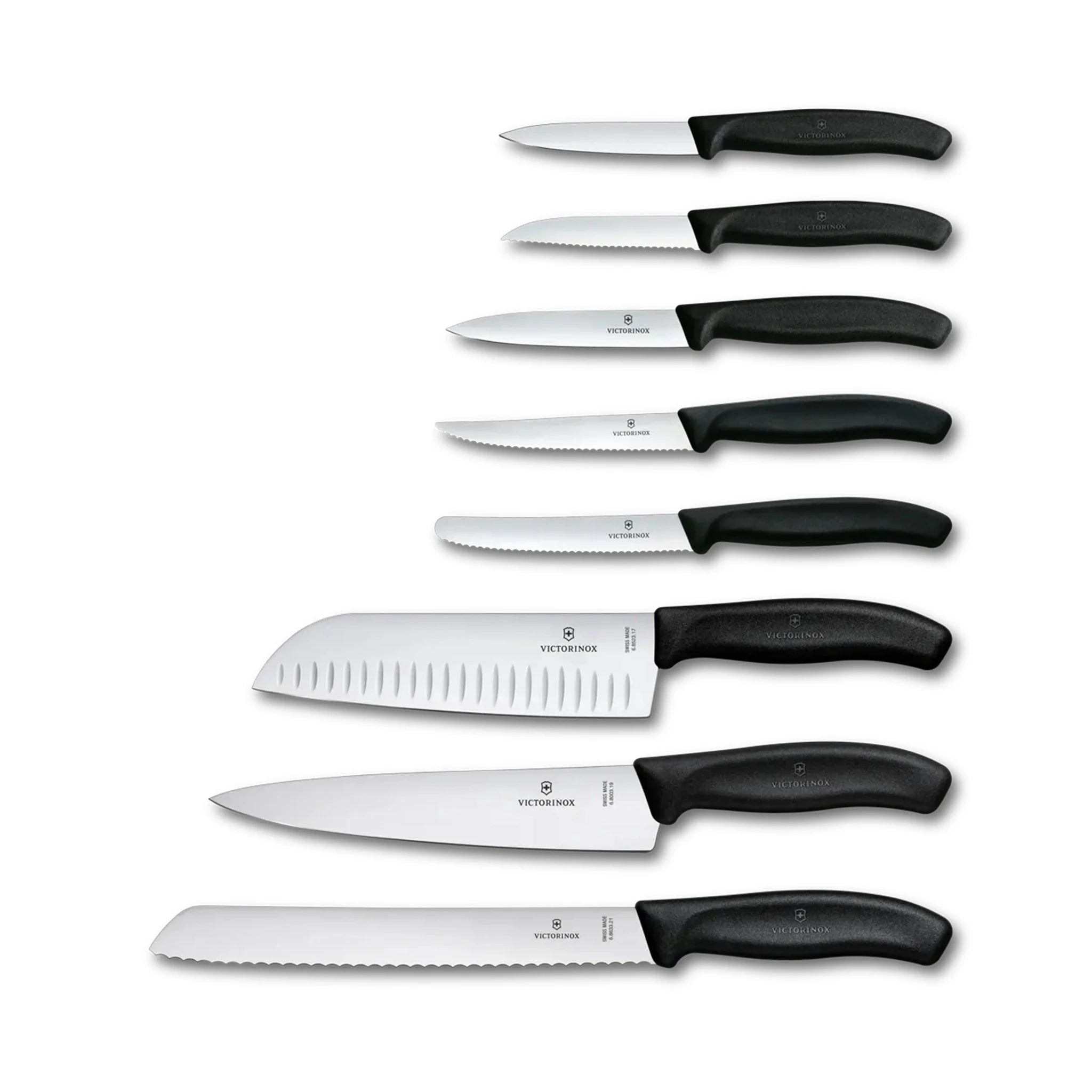 Ceppo 8 Coltelli Victorinox Swiss Classic Neri in Faggio - Outdoor Privé