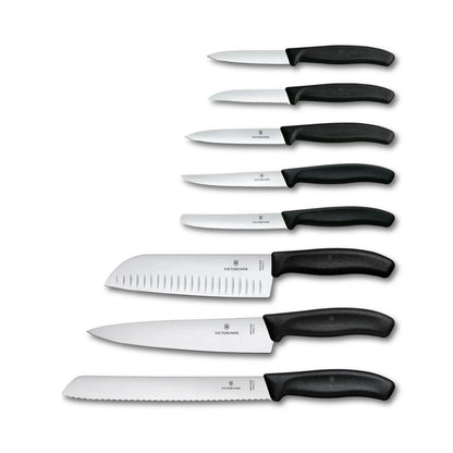 Ceppo 8 Coltelli Victorinox Swiss Classic Neri in Faggio - Outdoor Privé