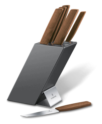 Ceppo 6 Pezzi Coltelli Victorinox Swiss Modern da Cucina in Noce - Outdoor Privé