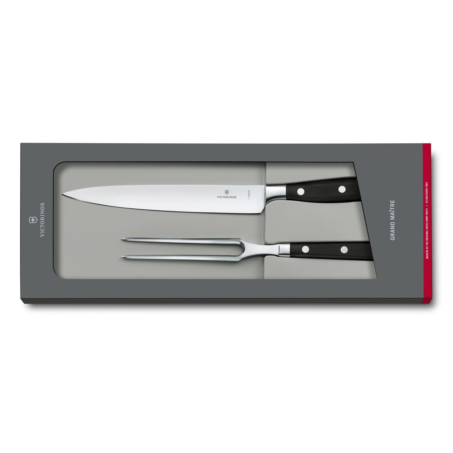 Set Coltello e Forchettone Arrosto Victorinox Grand Maître Nero - Outdoor Privé