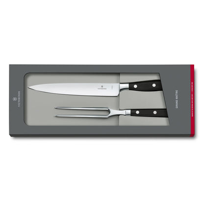 Set Coltello e Forchettone Arrosto Victorinox Grand Maître Nero - Outdoor Privé