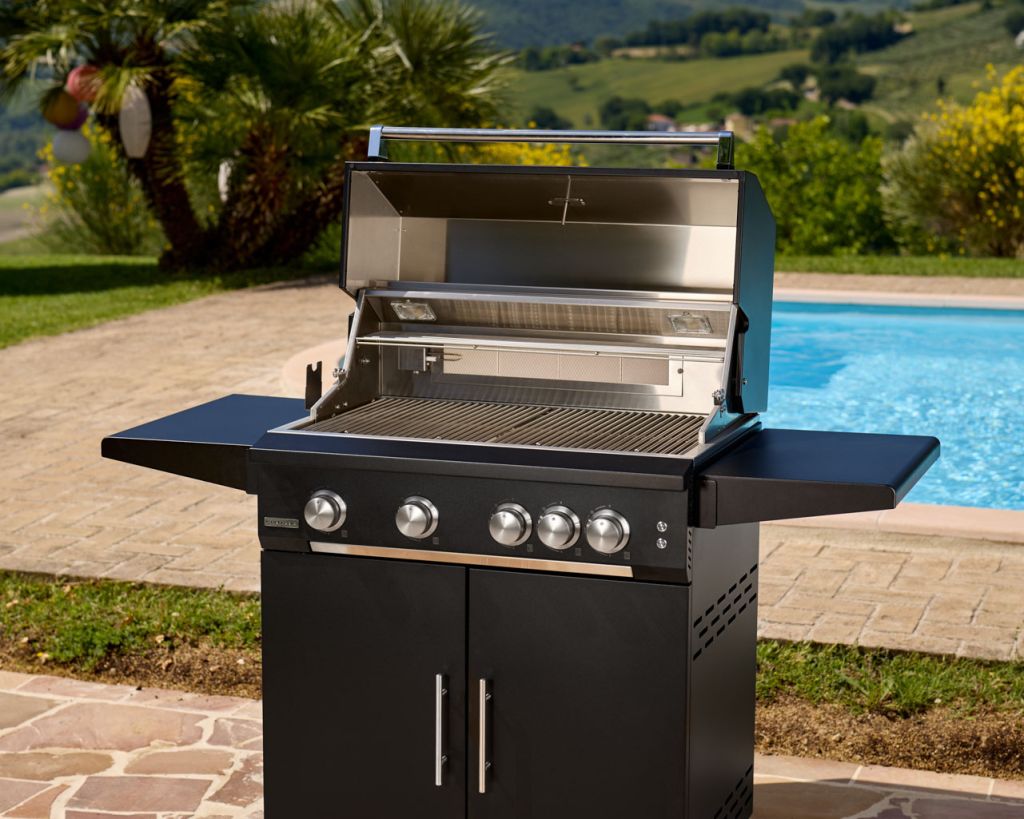 Barbecue a gas Status Mid e Max con carrello Fontana Forni - Outdoor Privé