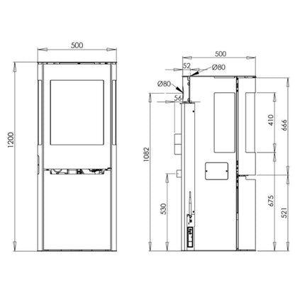 Stufa a pellet Aduro P5 LUX 6,8 kW A+ | Vetri laterali, Wi - Fi - Outdoor Privé