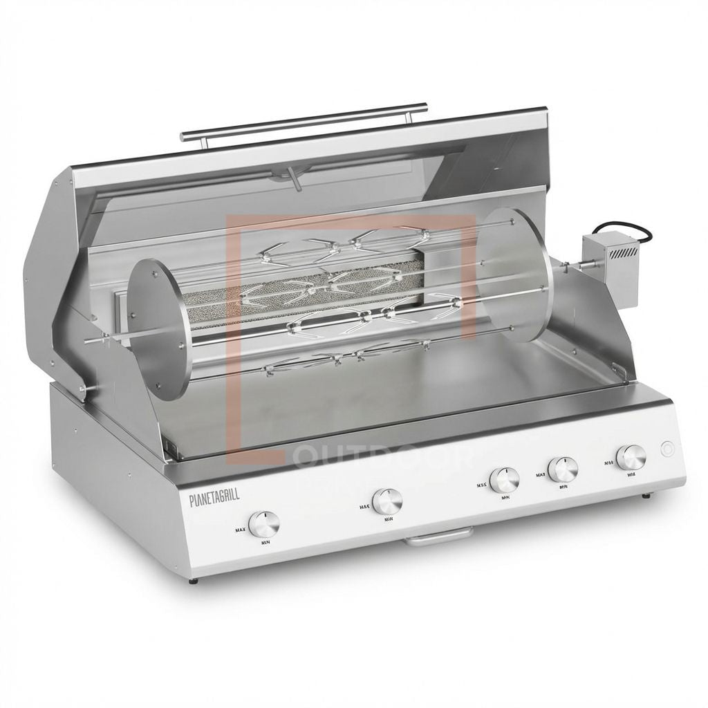 Barbecue a gas da incasso Pianeta Grill Fry Top 750 Range – 5 fuochi con girarrosto motorizzato - Outdoor Privé