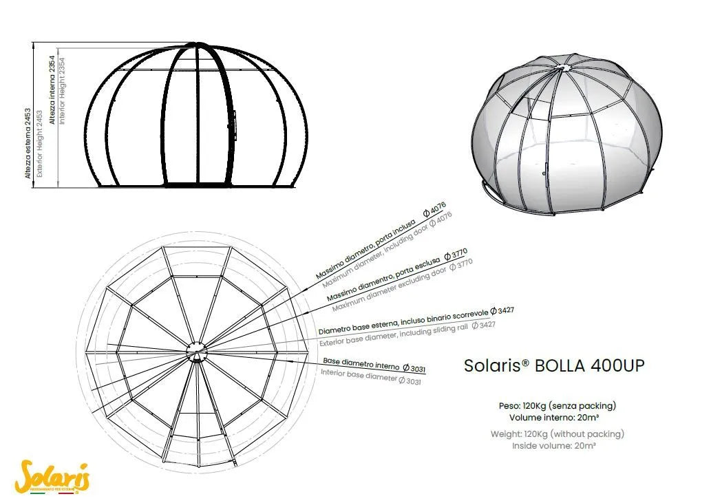 Igloo Trasparente Solaris Bolla 400 UP 7,21 m² | Policarbonato anti - UV - Outdoor Privé