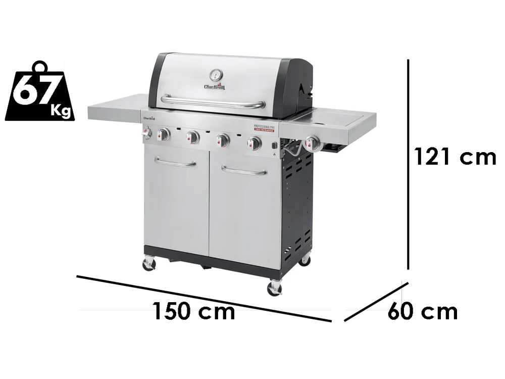 Barbecue a gas Char-Broil Professional Pro S4 – 4 bruciatori, TRU-Infrared e fornello laterale - Outdoor Privé