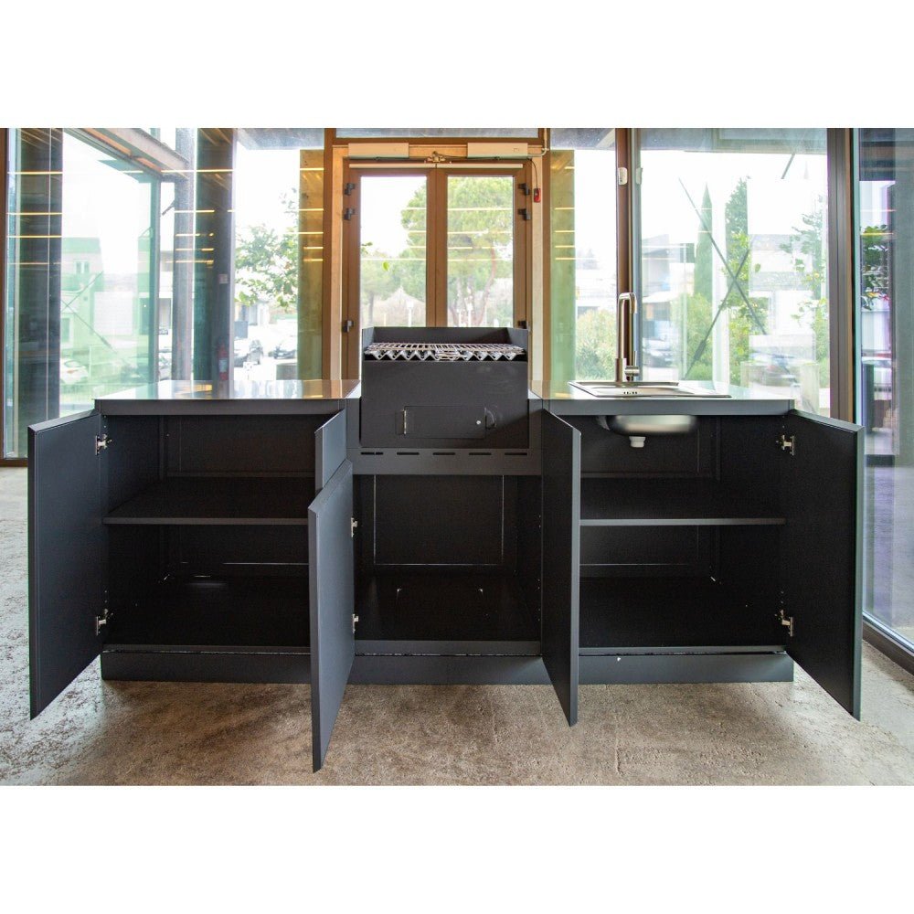 Cucina da Esterno Flaminia – Monoblocco con Barbecue a Carbone - Outdoor Privé