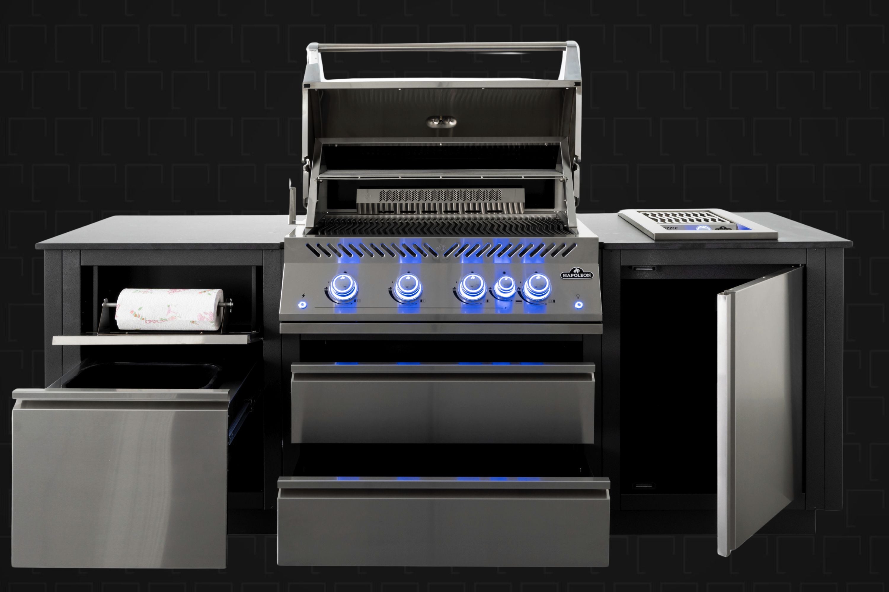 cucina napoleon oasis con barbecue aperto