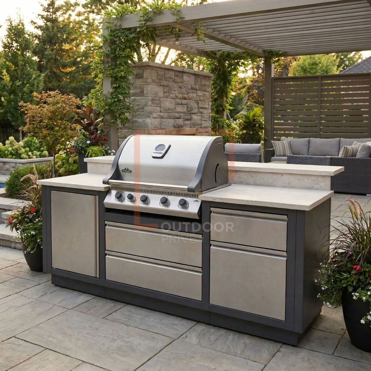 Cucina da esterno Oasis con Anta, Pattumiera e Barbecue Bild485 Ø 60cm Napoleon - Outdoor Privé