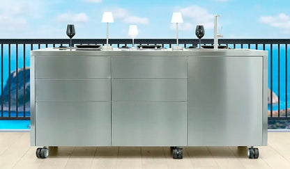 Cucina da esterno Panarea – isola inox 188×100 cm personalizzabile, 3 configurazioni preimpostate - Outdoor Privé